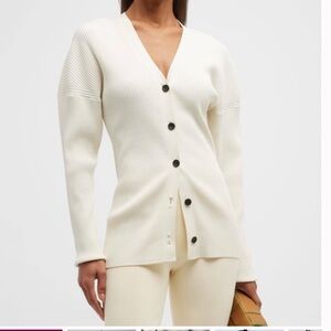 A.L.C. Women’s Ellen Off White Ribbed Knit V Neck Cardigan Sweater Sz S